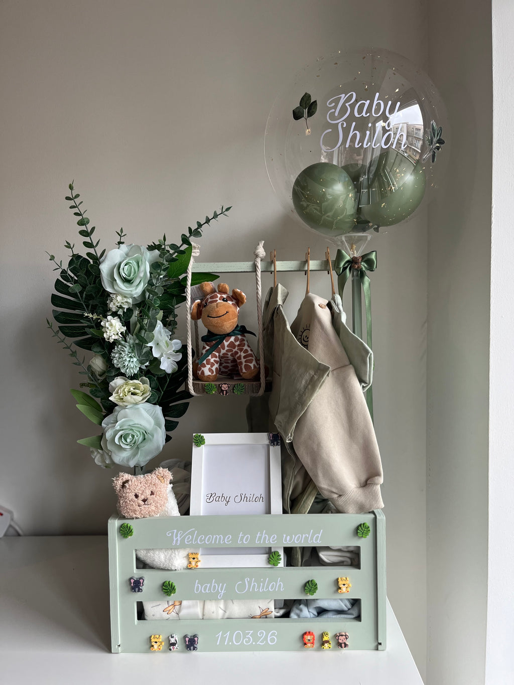 Deluxe Full Baby Hamper Sage Green