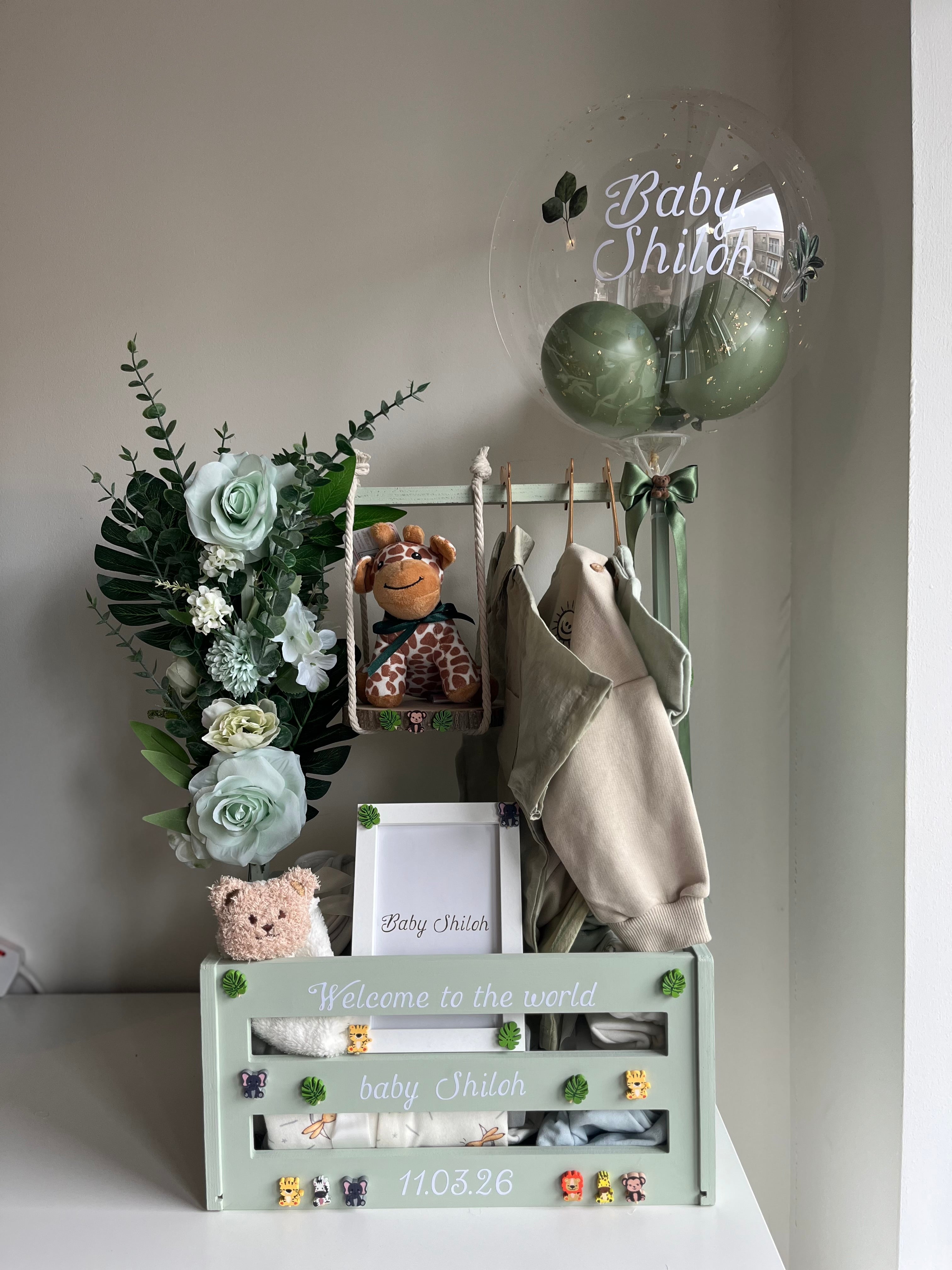 Deluxe Full Baby Hamper Sage Green